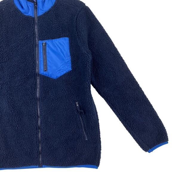 New Pacific & Park Men US S Navy Blue Sherpa Fleece Jacket Zip-Up Pockets Coat - Picture 8 of 13